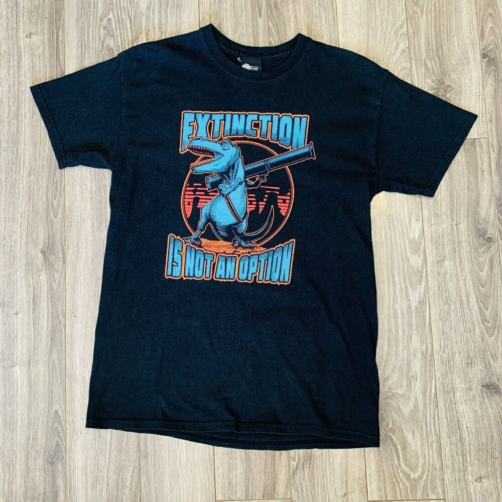 Think Geek T Shirt‎ Mens M Black Dinosaurs Extinction Is Not An Option